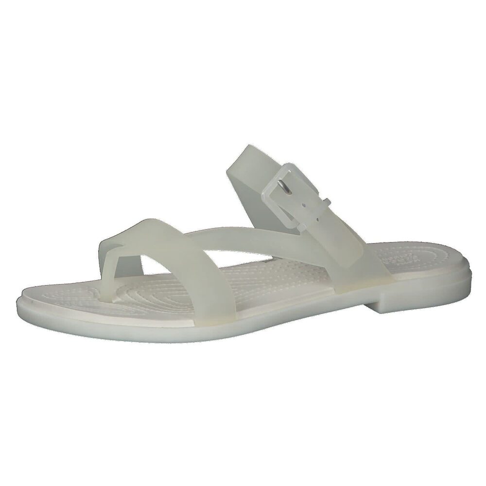 CROCS WOMEN'S TULUM TOE POST SANDALS, TRANSLUCENT OYSTER, 9 WOMEN